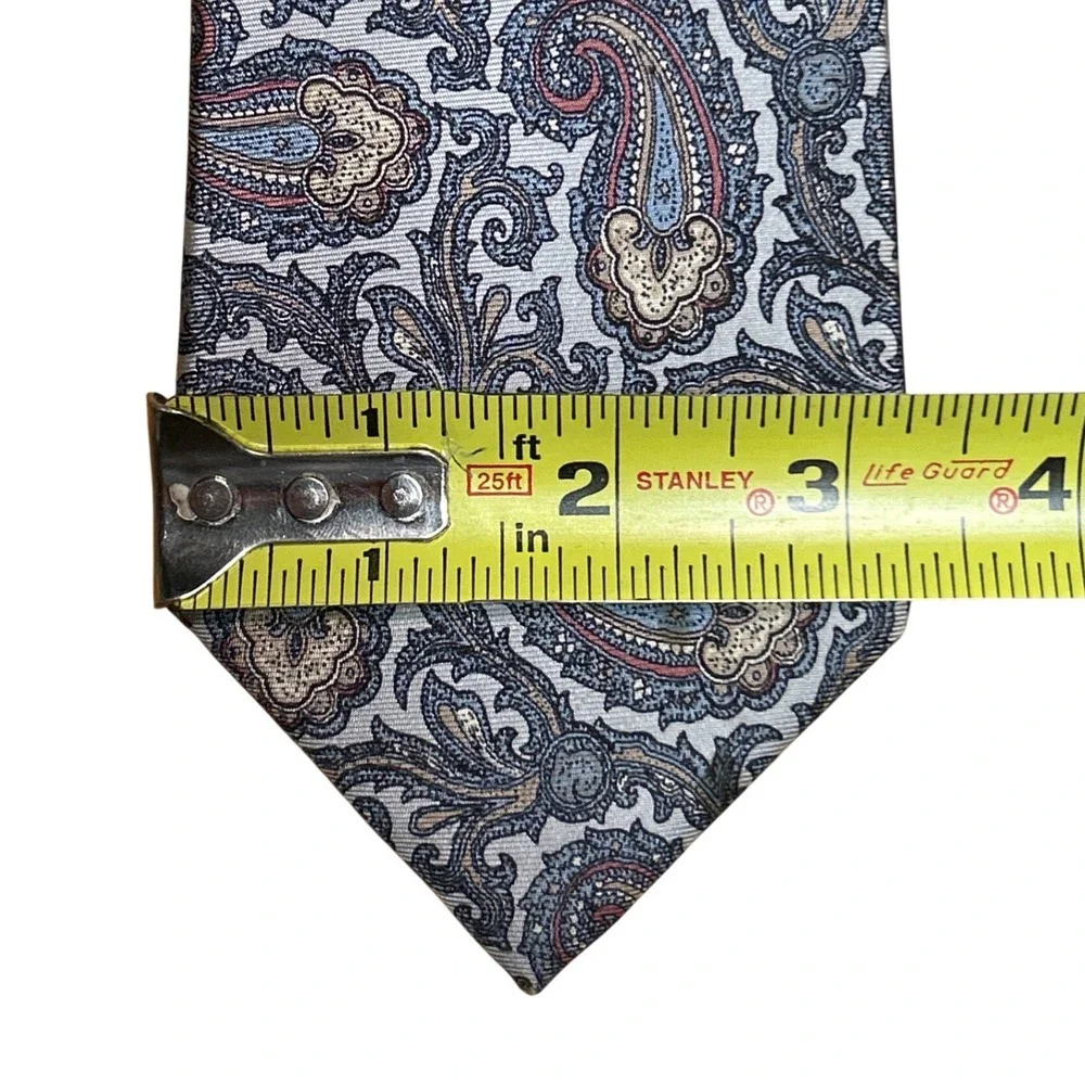 Christopher Hayes Paisley Silk Tie‎ Gray Blue Pink Gold W